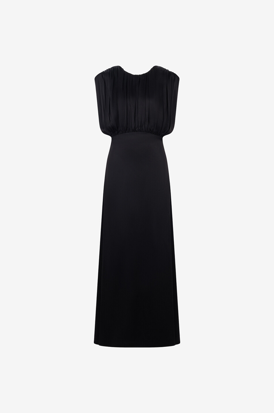 Langes ärmelloses Kleid mit gerafftem Latz