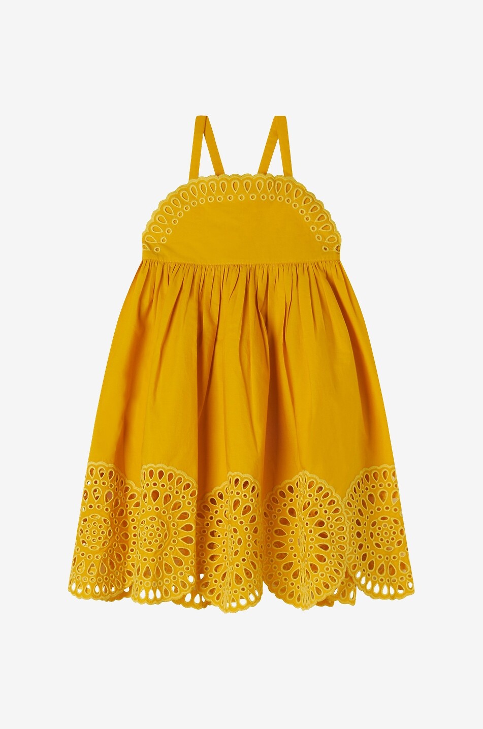 Robe à bretelles fille à broderies anglaises