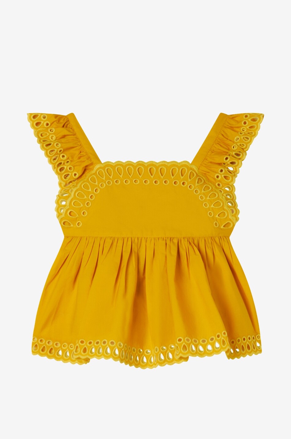 Top brodé à bretelles et basque fille