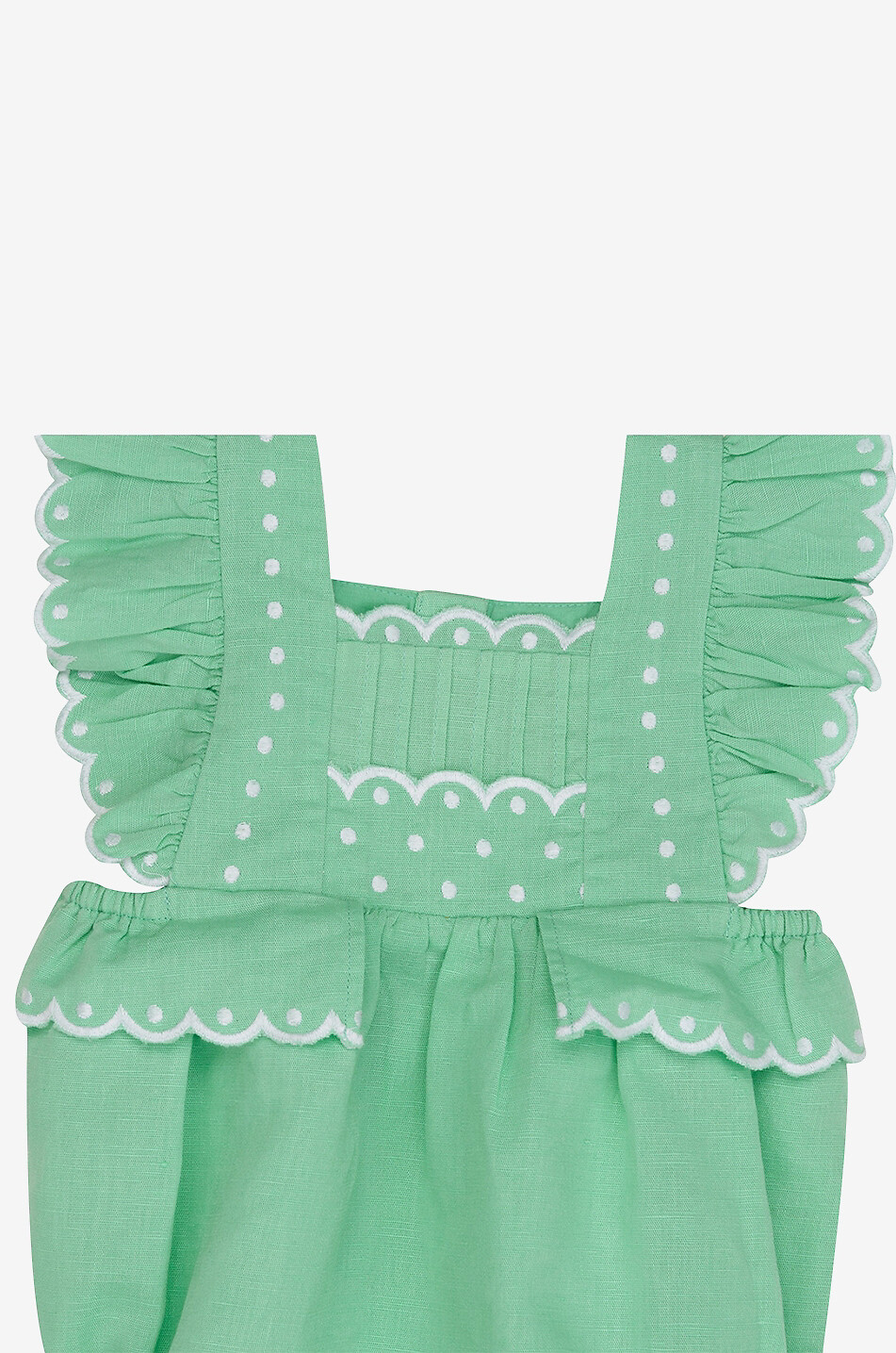 STELLA McCARTNEY KID Baby-Sommerstrampler aus Baumwolle und Leinen mit Muschelsäumen Baby GRÜN 3