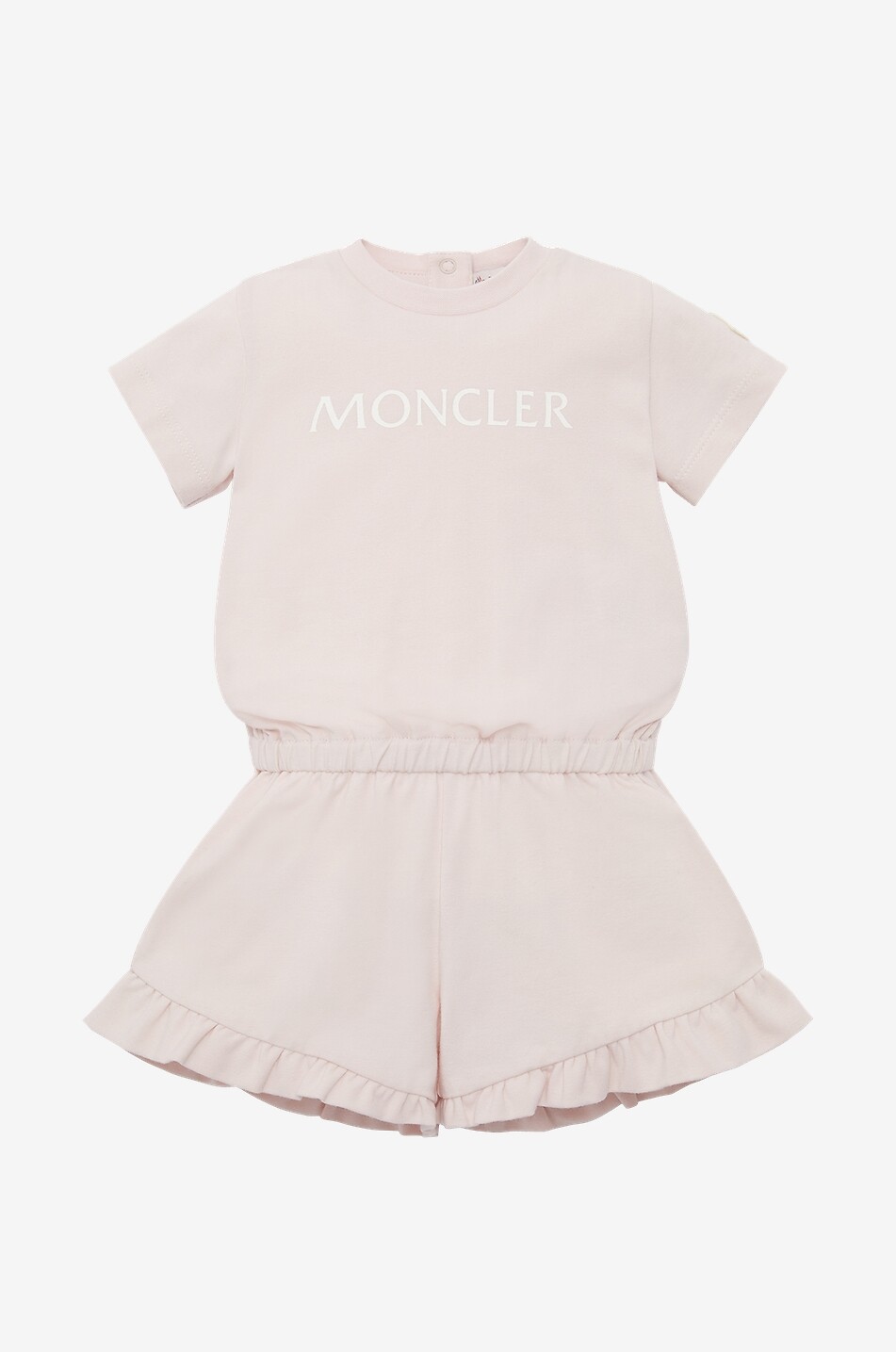MONCLER Barboteuse bébé en jersey imprimé logo à volants Bébé ROSE CLAIR 1