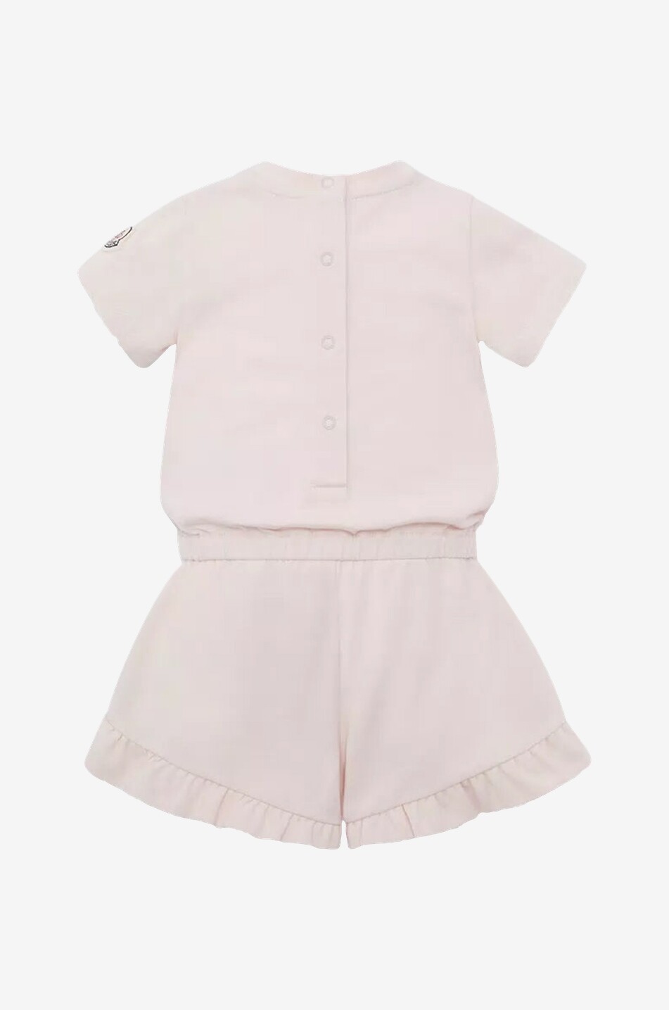 MONCLER Barboteuse bébé en jersey imprimé logo à volants Bébé ROSE CLAIR 2