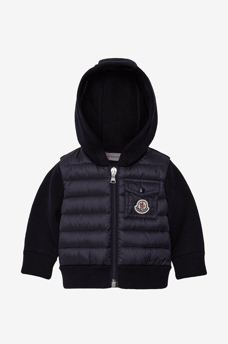 Cardigan bébé à capuche et empiècements doudoune