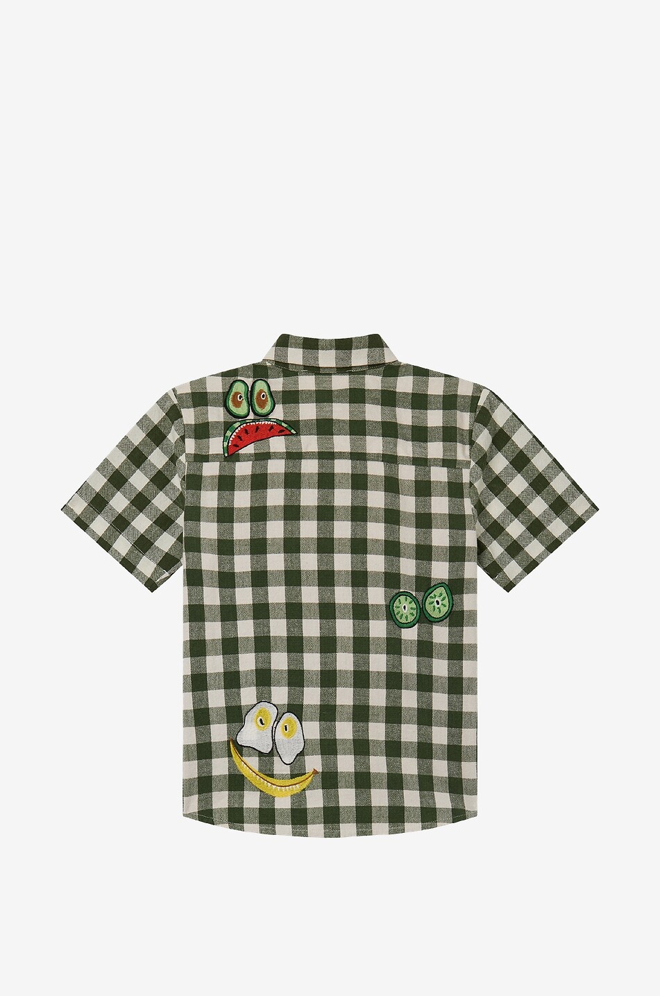 Veggie Embroidery gingham check boy's shirt