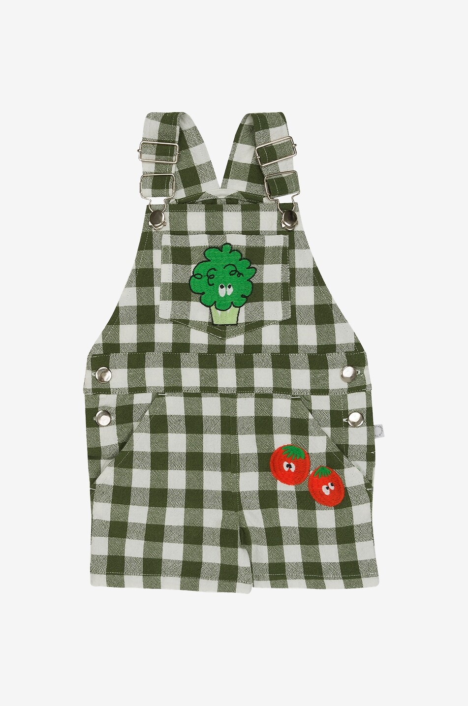 Vegetables baby organic cotton gingham check dungarees