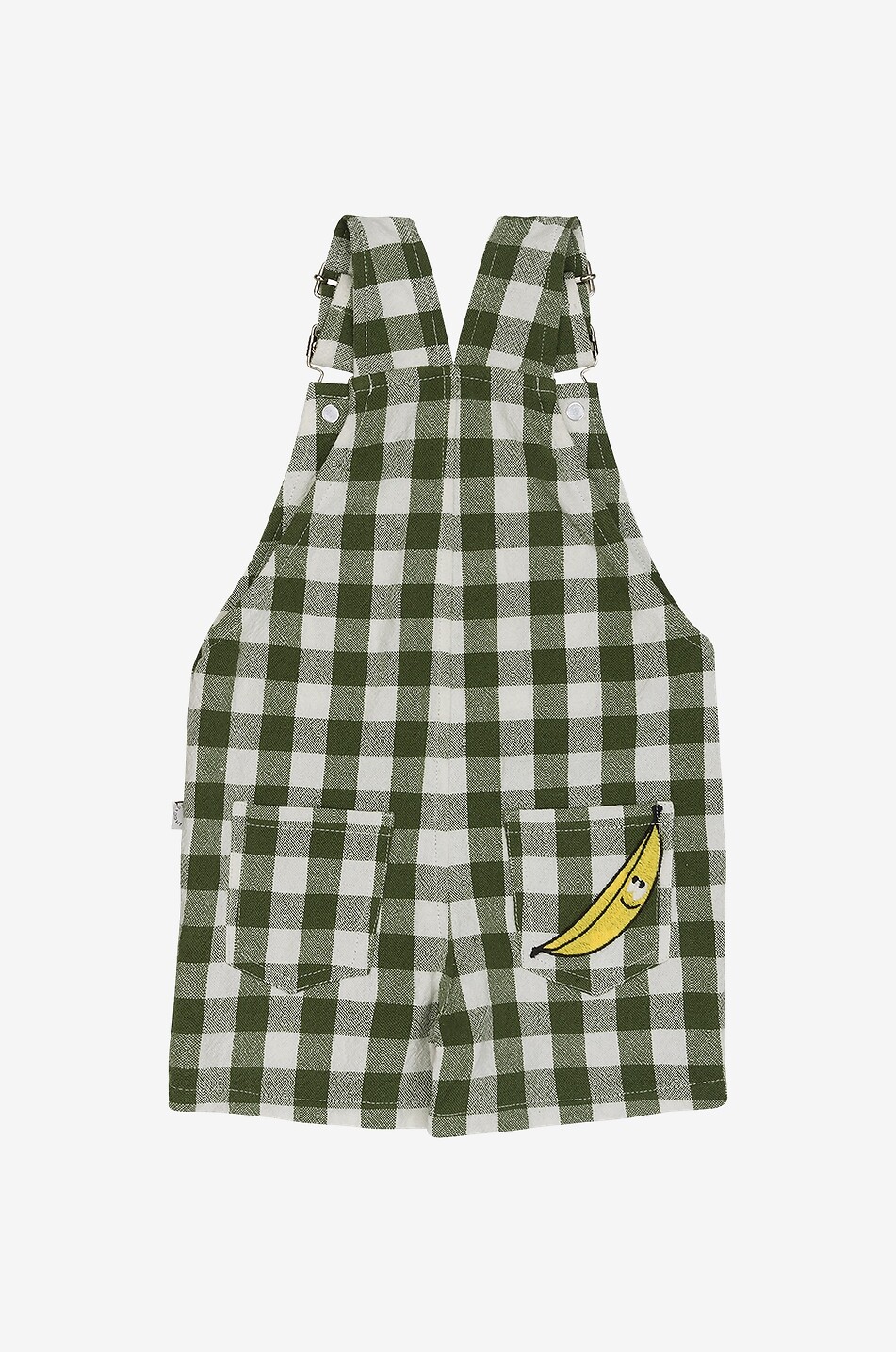 Vegetables baby organic cotton gingham check dungarees