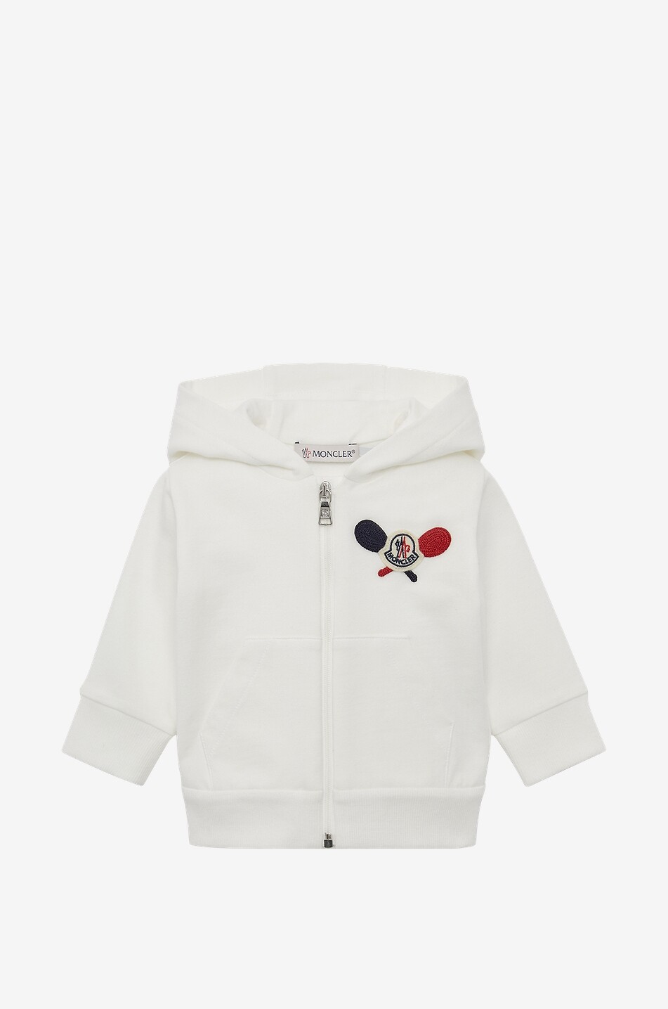 MONCLER Tennis logo embroidered baby hooded full-zip sweatshirt Baby WHITE 1