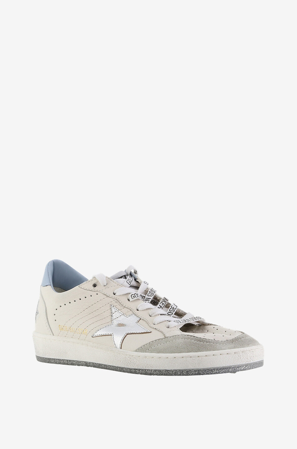 GOLDEN GOOSE Baskets basses à étoile argentée et semelle paillettes Ball Star Femme BLANC CASSE 1