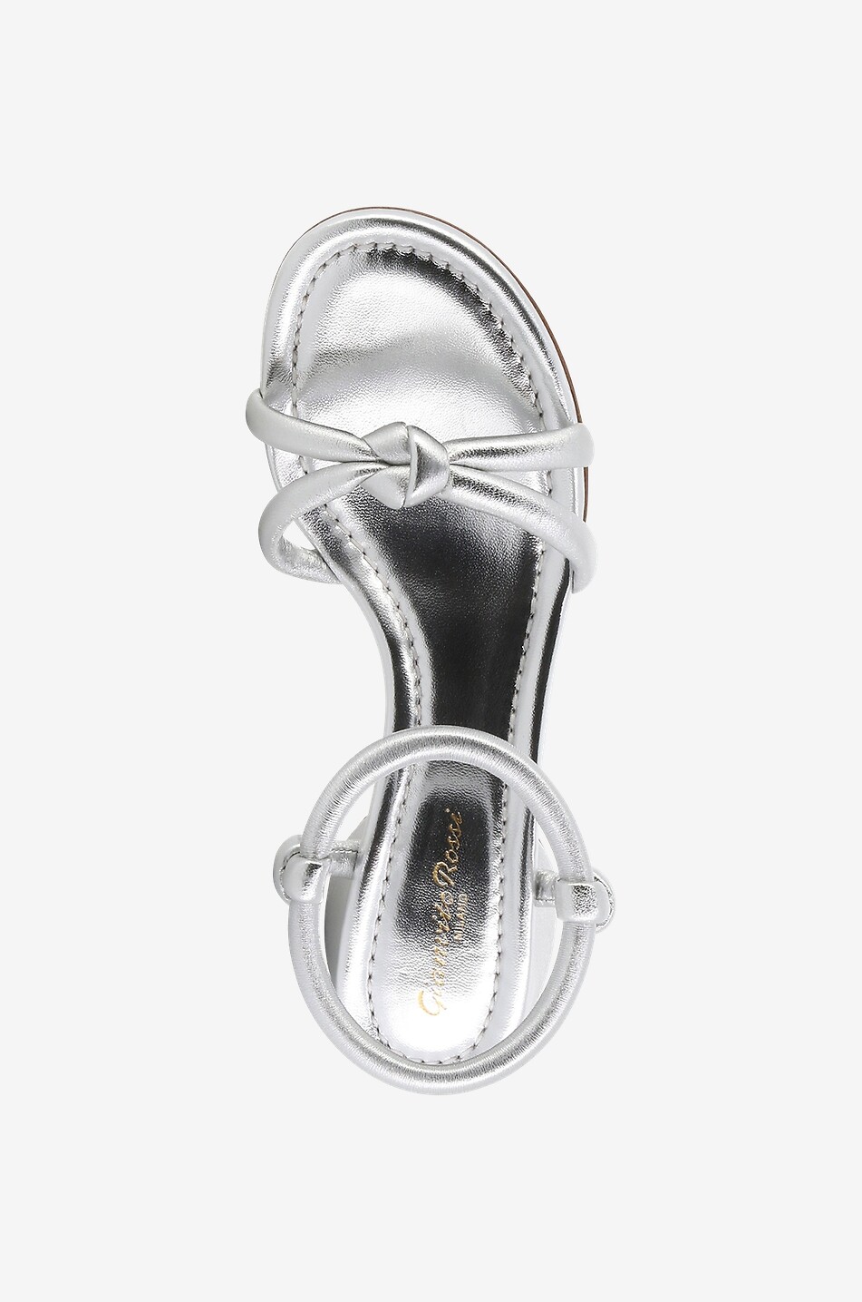 Metallic-Leder-Sandalen mit rundem Absatz Cassis 60