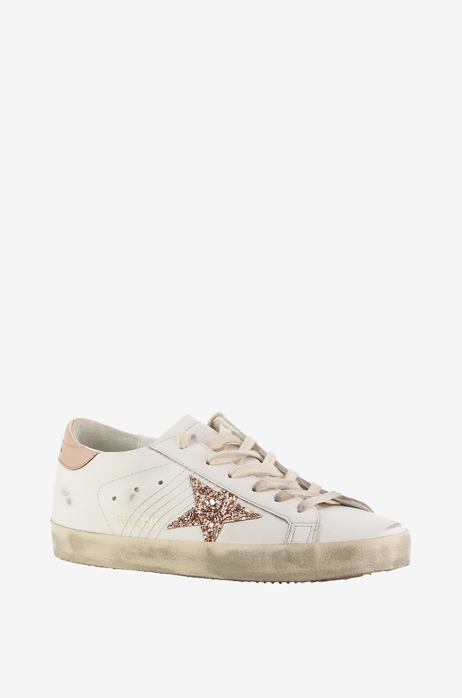 GOLDEN GOOSE Niedrige Sneakers mit Glitterstern Super-Star Damen WEISS 1
