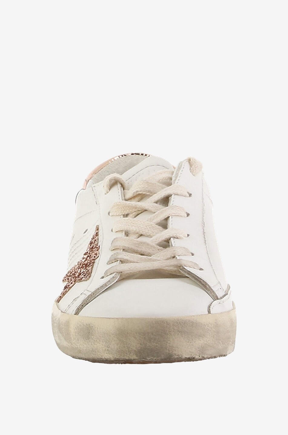 GOLDEN GOOSE Niedrige Sneakers mit Glitterstern Super-Star Damen WEISS 2