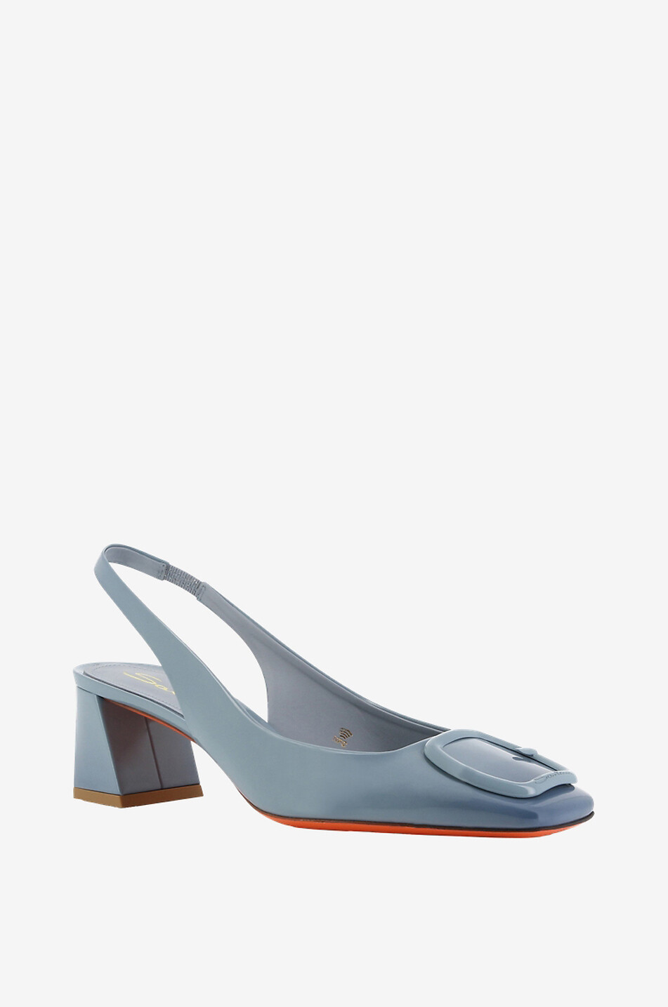 SANTONI Patent leather block heel slingback pumps 55 Women LIGHT BLUE 1