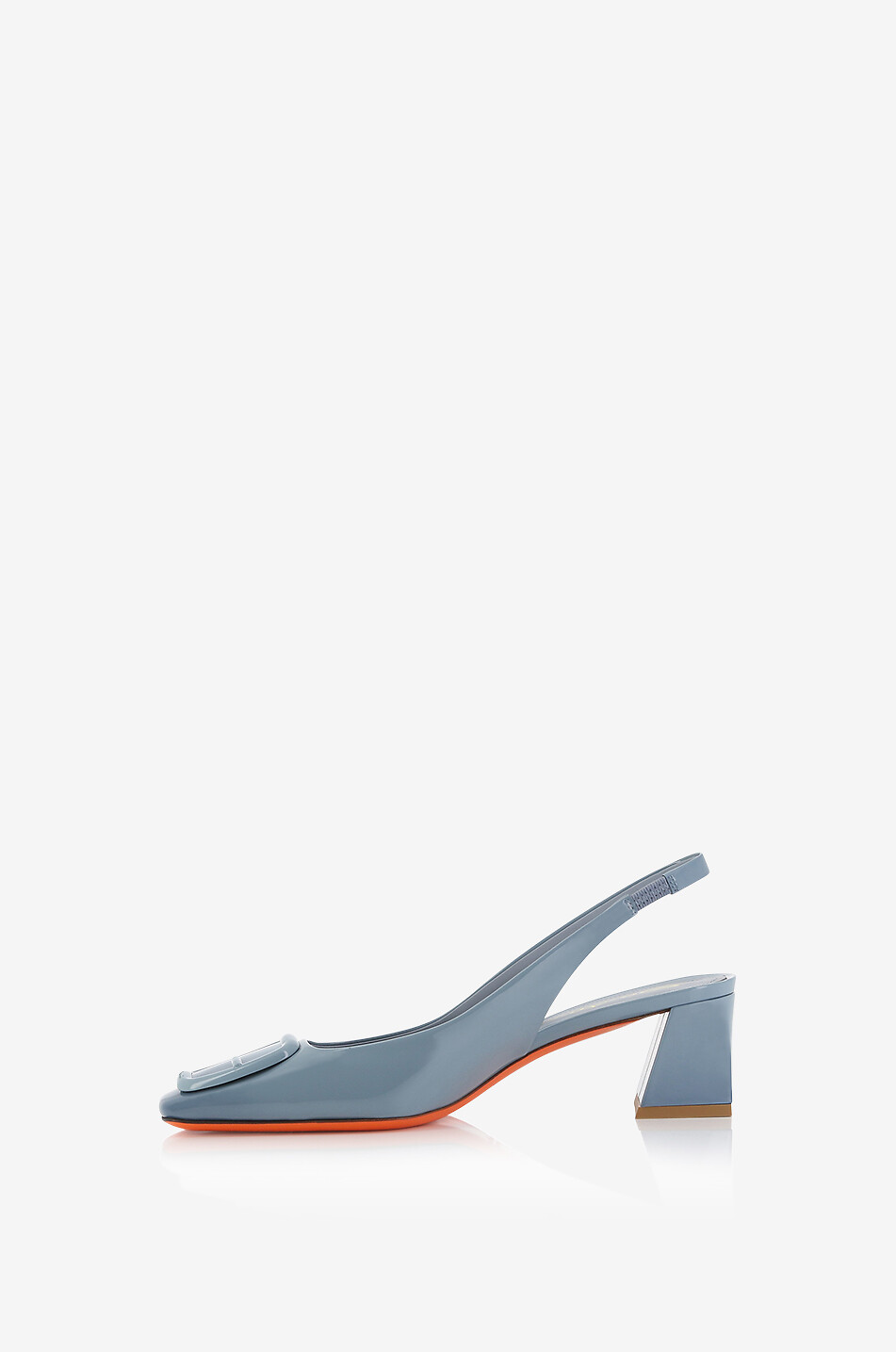 Escarpins à bride arrière et talon carré en cuir verni 55