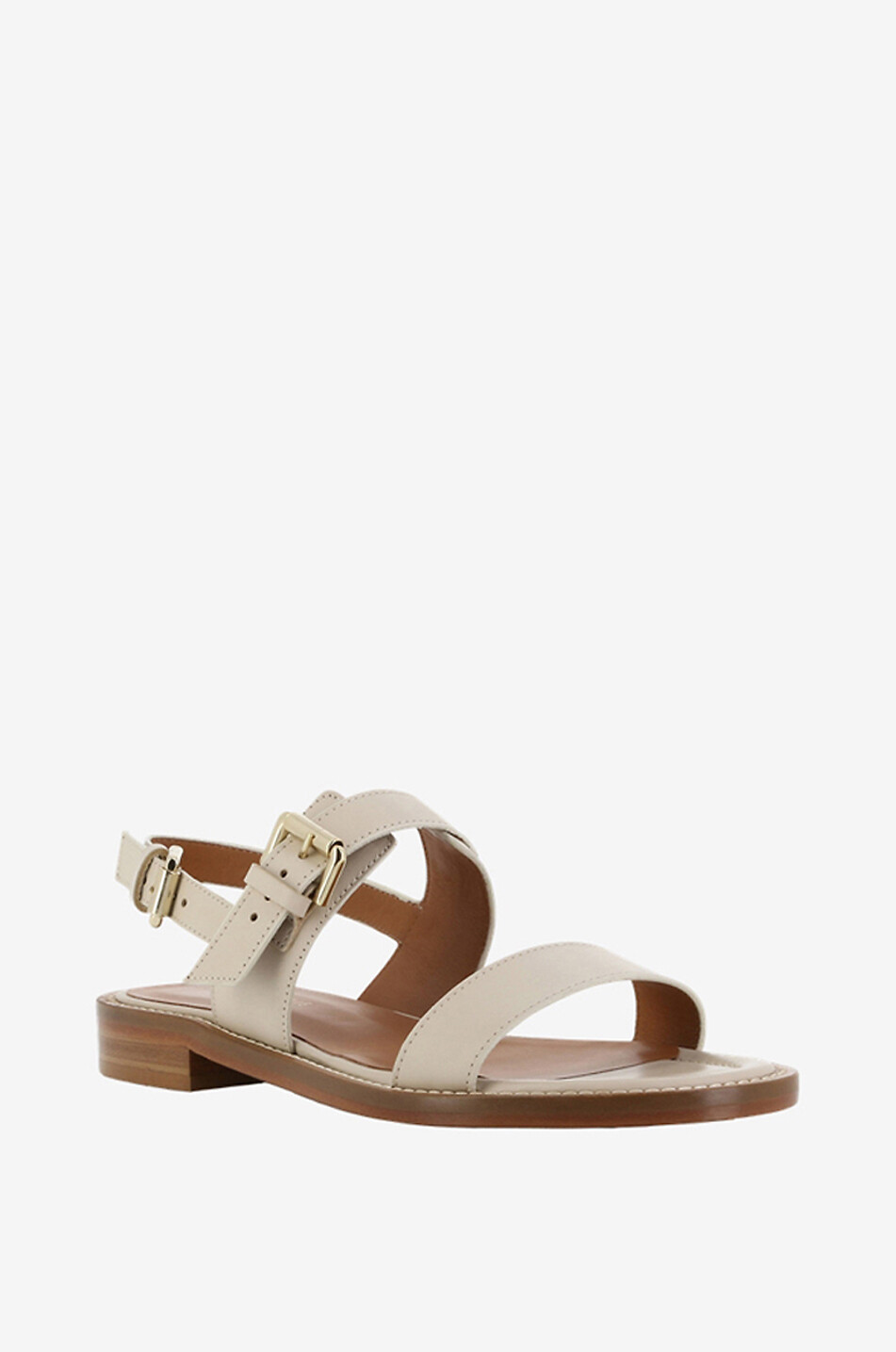 BONGENIE Flache Glattledersandalen Qi Damen CREMEFARBEN 1