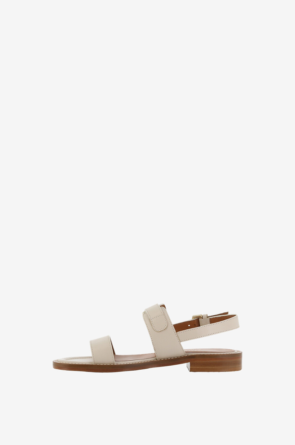 BONGENIE Flache Glattledersandalen Qi Damen CREMEFARBEN 3