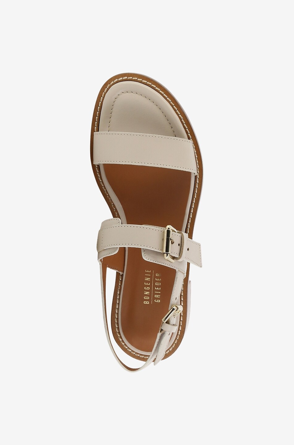 BONGENIE Flache Glattledersandalen Qi Damen CREMEFARBEN 5