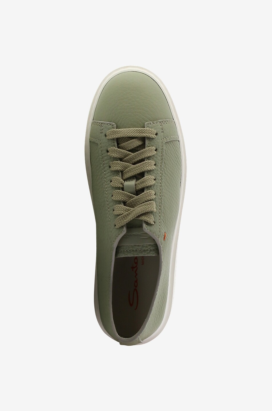SANTONI Grained leather low-top lace-up sneakers Women GREEN 5