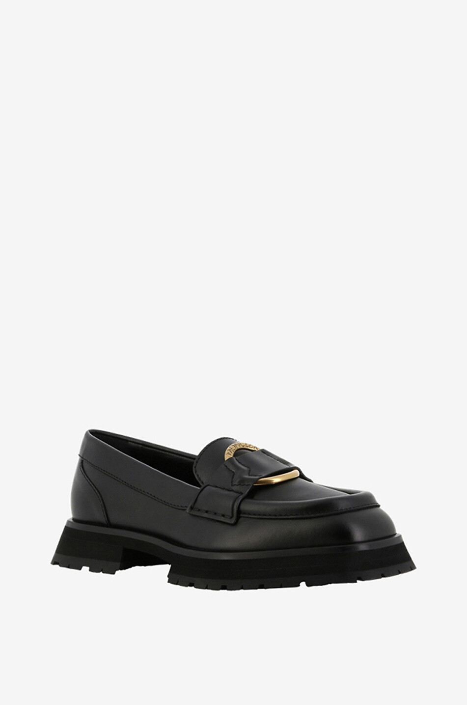 MONCLER Bell smooth leather loafers Women BLACK 1