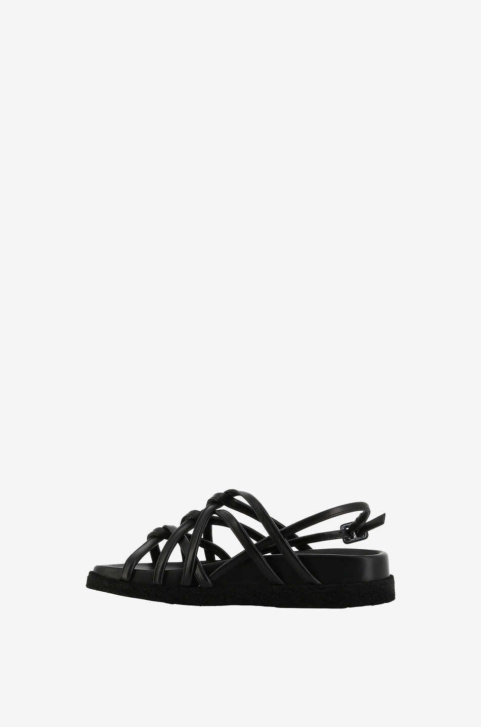 BONGENIE Twist flat smooth leather sandals Women BLACK 3