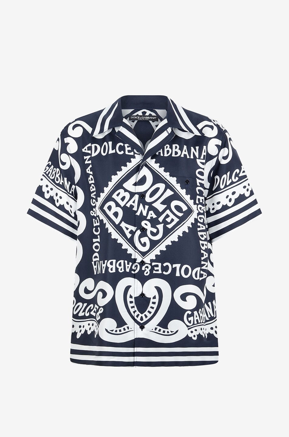 DOLCE & GABBANA Chemise à manches courtes en soie Hawaii Marine Homme BLEU FONCE 1
