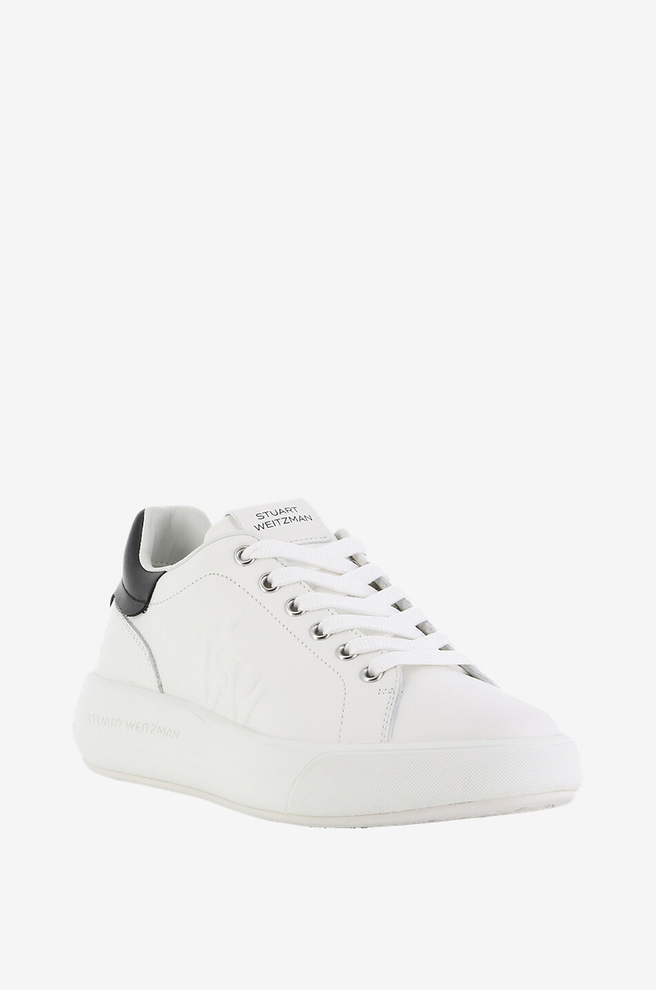 STUART WEITZMAN SW Pro low-top lace-up smooth leather sneakers Women WHITE 1