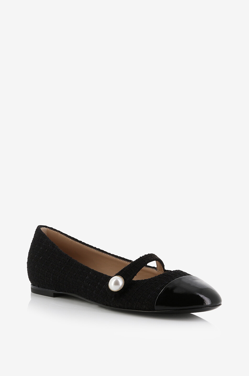 Divy leather and tweed ballet flats