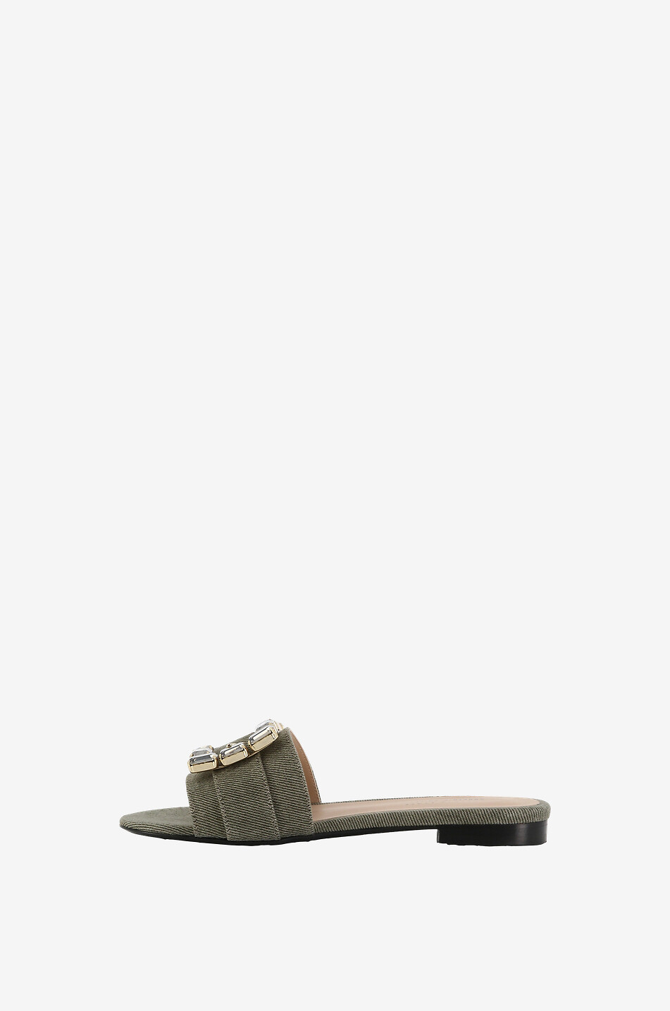 Flache Denimpantoletten Fade