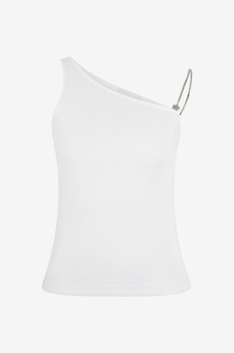 GIVENCHY Asymmetrisches Ripp-Jersey-Tanktop mit Kettenträger 4G Damen WEISS 1