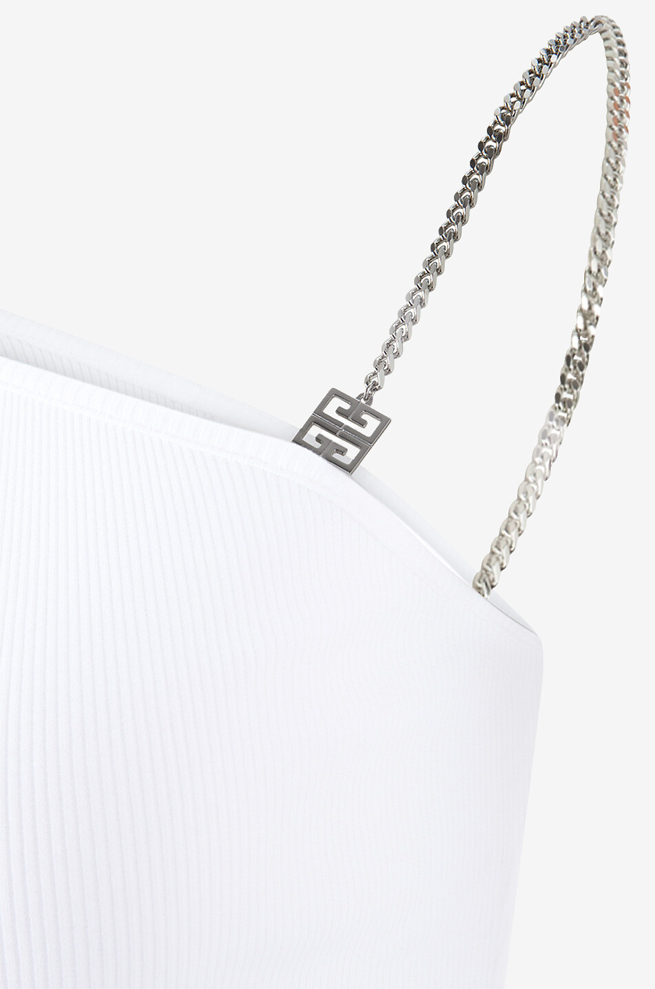 GIVENCHY Asymmetrisches Ripp-Jersey-Tanktop mit Kettenträger 4G Damen WEISS 3
