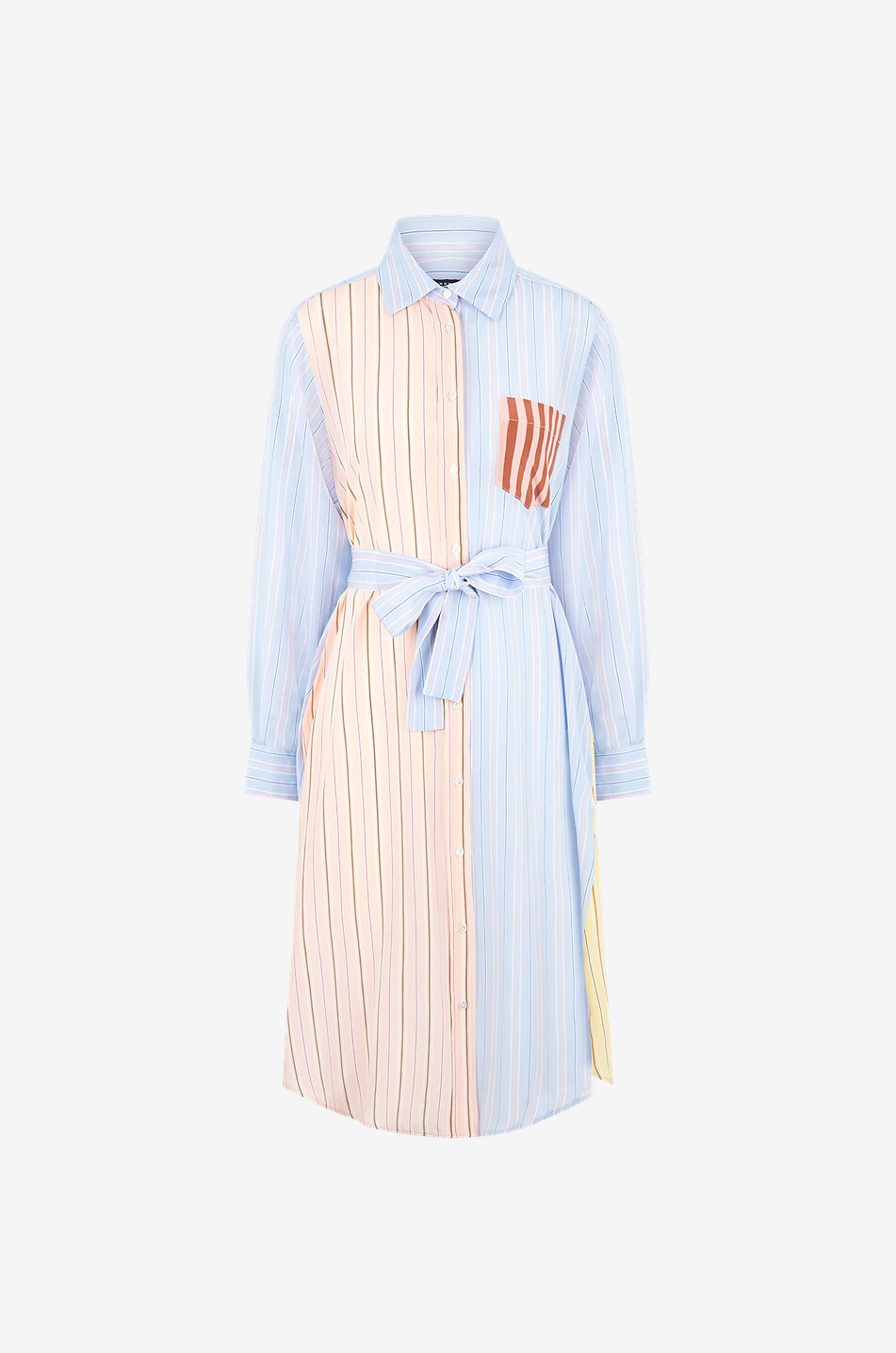 WEEKEND MAX MARA Robe chemise midi rayée en soie Ussuri Femme BLEU 1