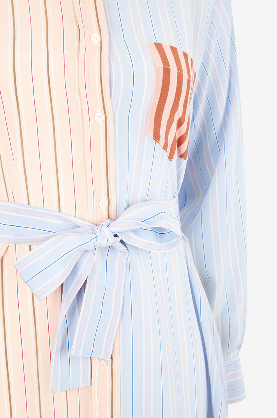 WEEKEND MAX MARA Robe chemise midi rayée en soie Ussuri Femme BLEU 3