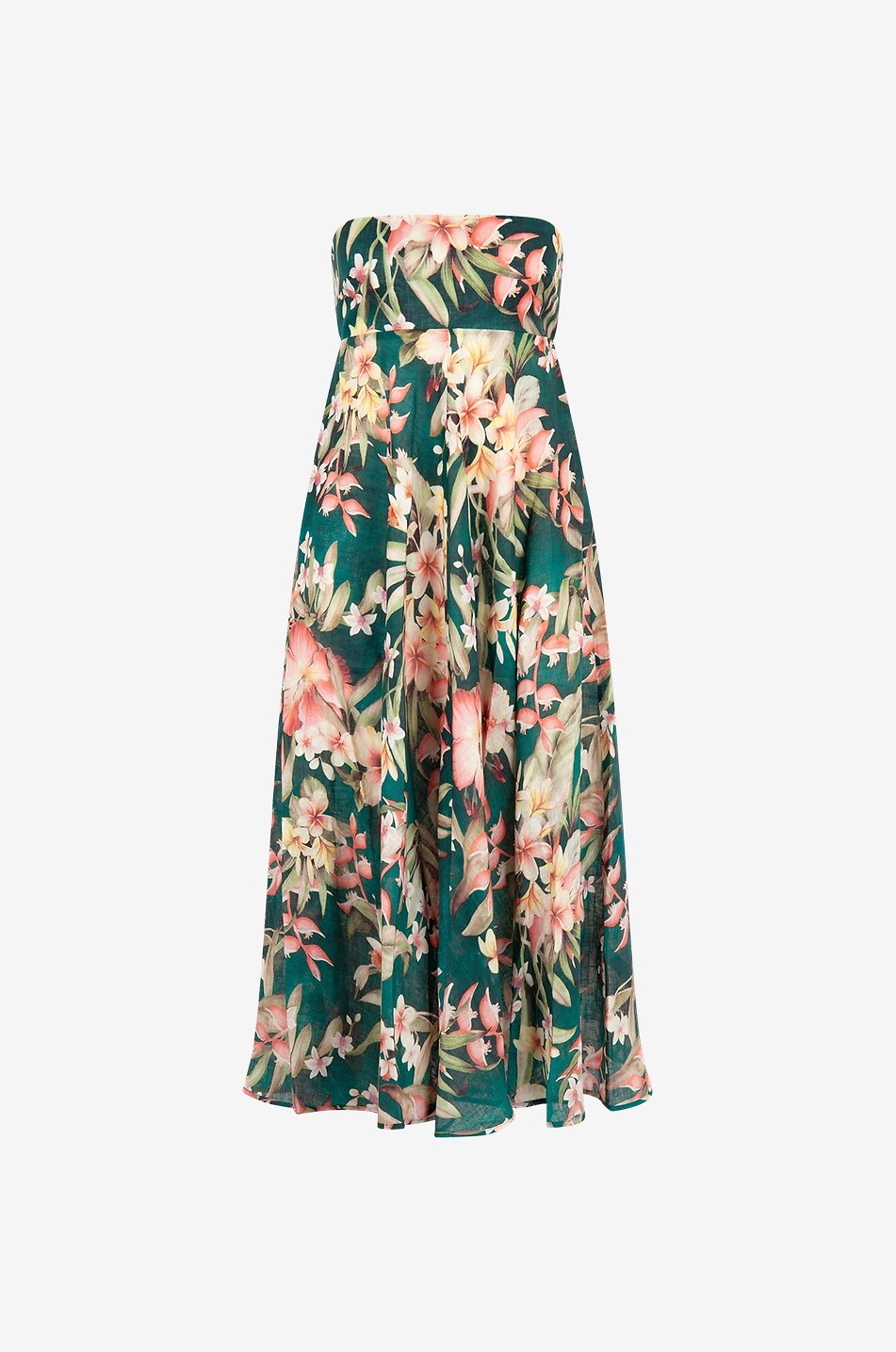 Robe sans manches en lin fleuri Lexi Bandeau Midi