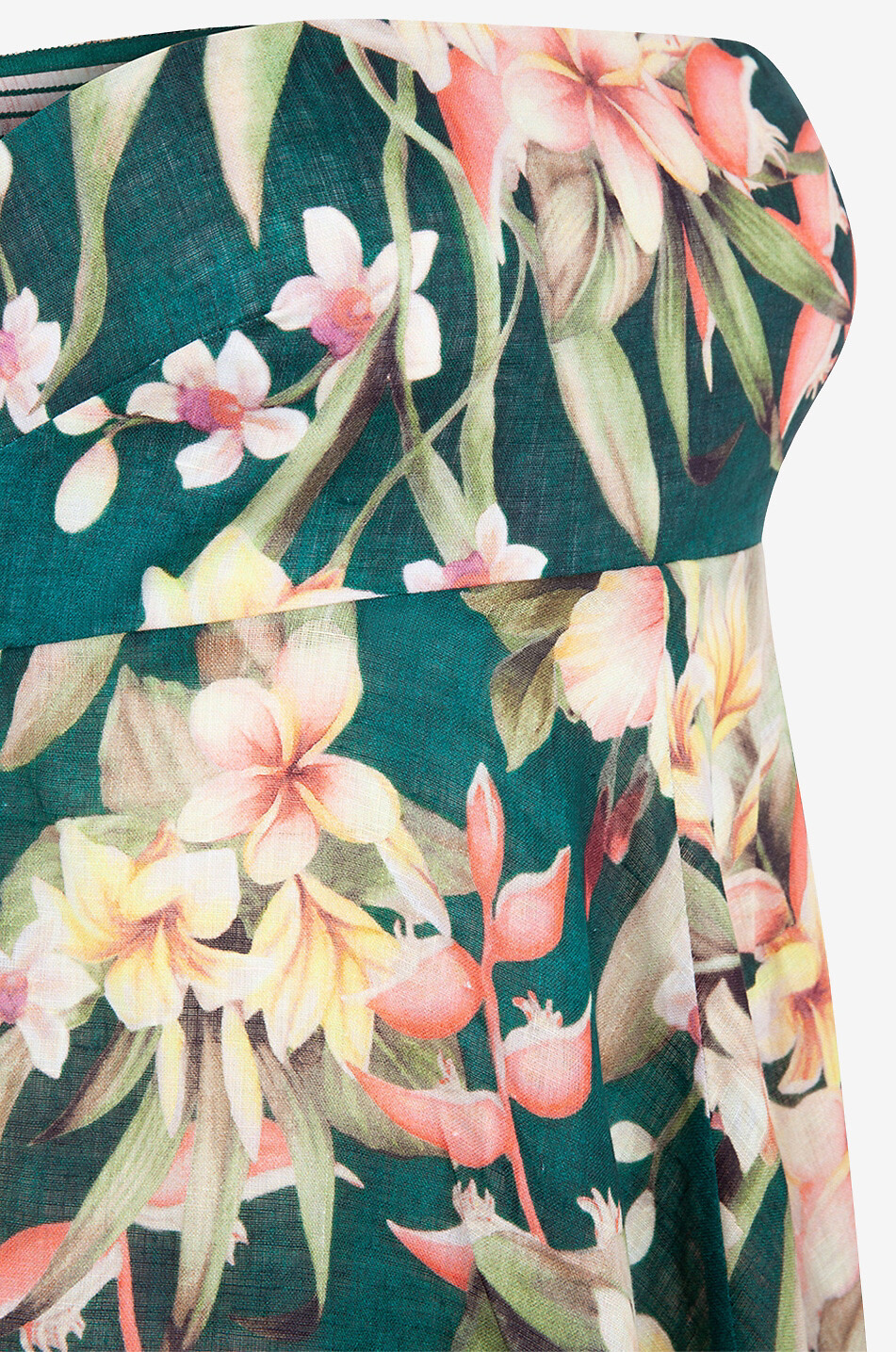 ZIMMERMANN Robe sans manches en lin fleuri Lexi Bandeau Midi Femme VERT 3