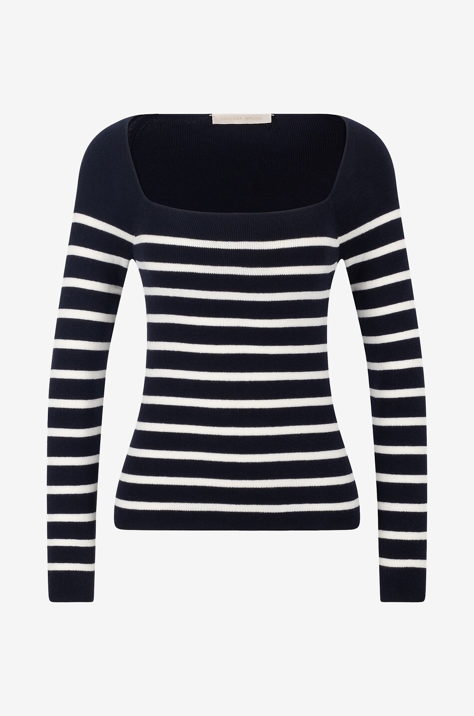 Pull chaussette rayée à col carré Carla