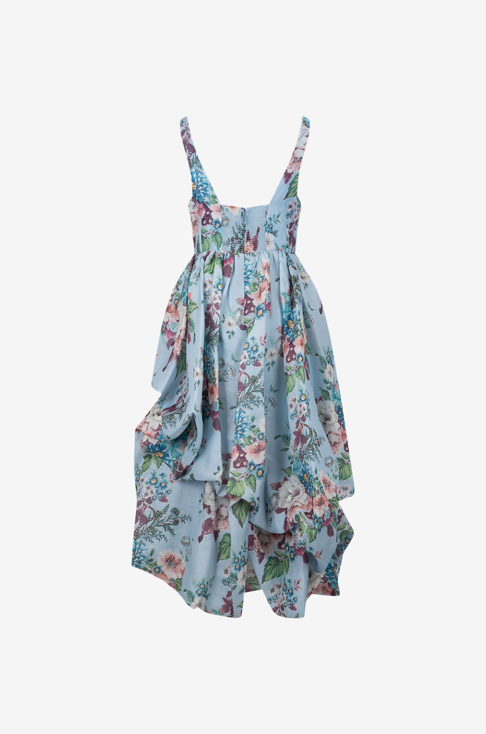 Asymmetrisches Kleid aus geblümtem Organza Matchmaker Drape Midi Barkcloth