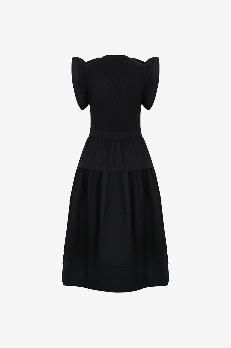 ULLA JOHNSON Robe midi en coton et modal Francine Femme NOIR 2