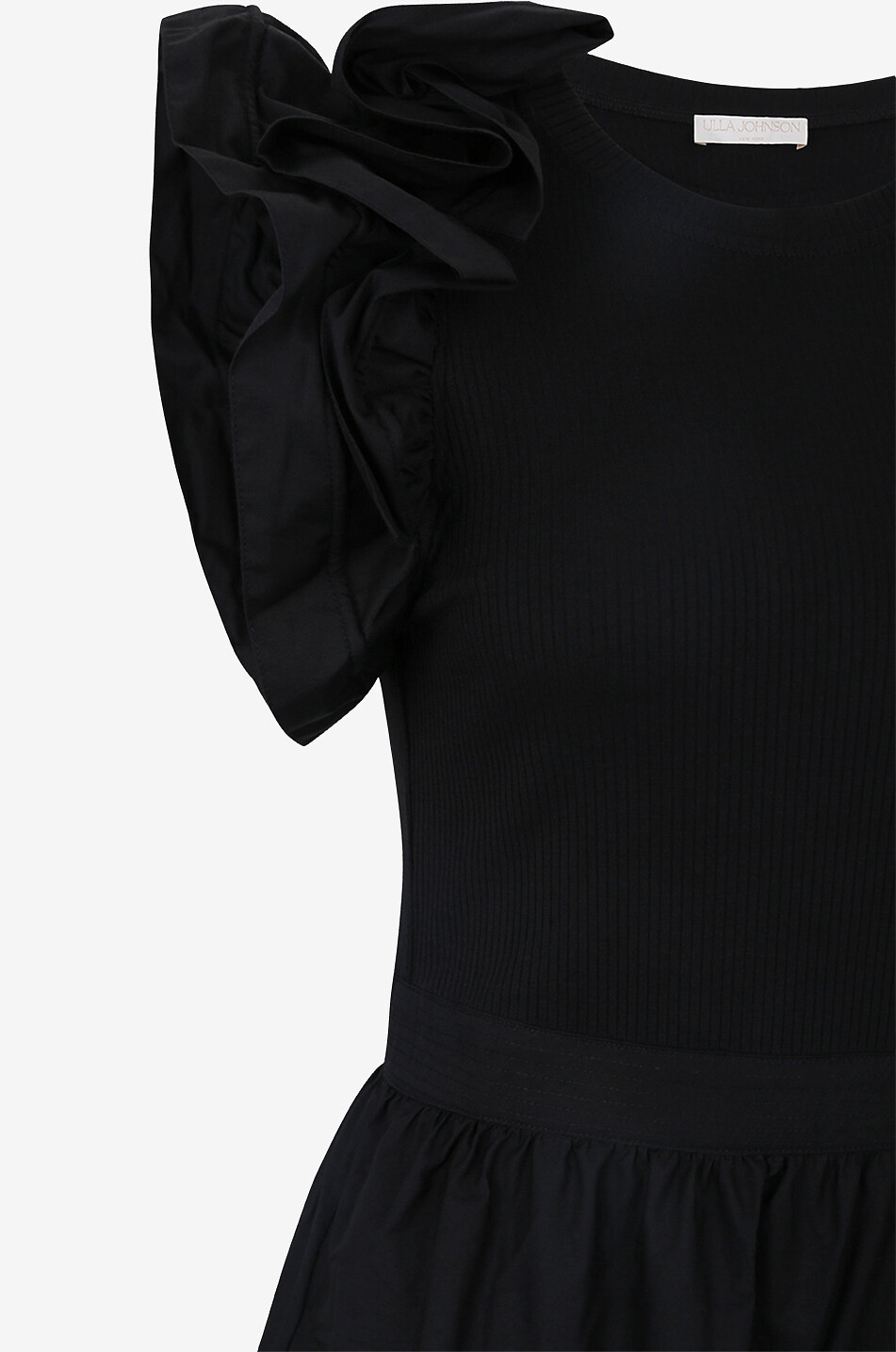 ULLA JOHNSON Robe midi en coton et modal Francine Femme NOIR 3