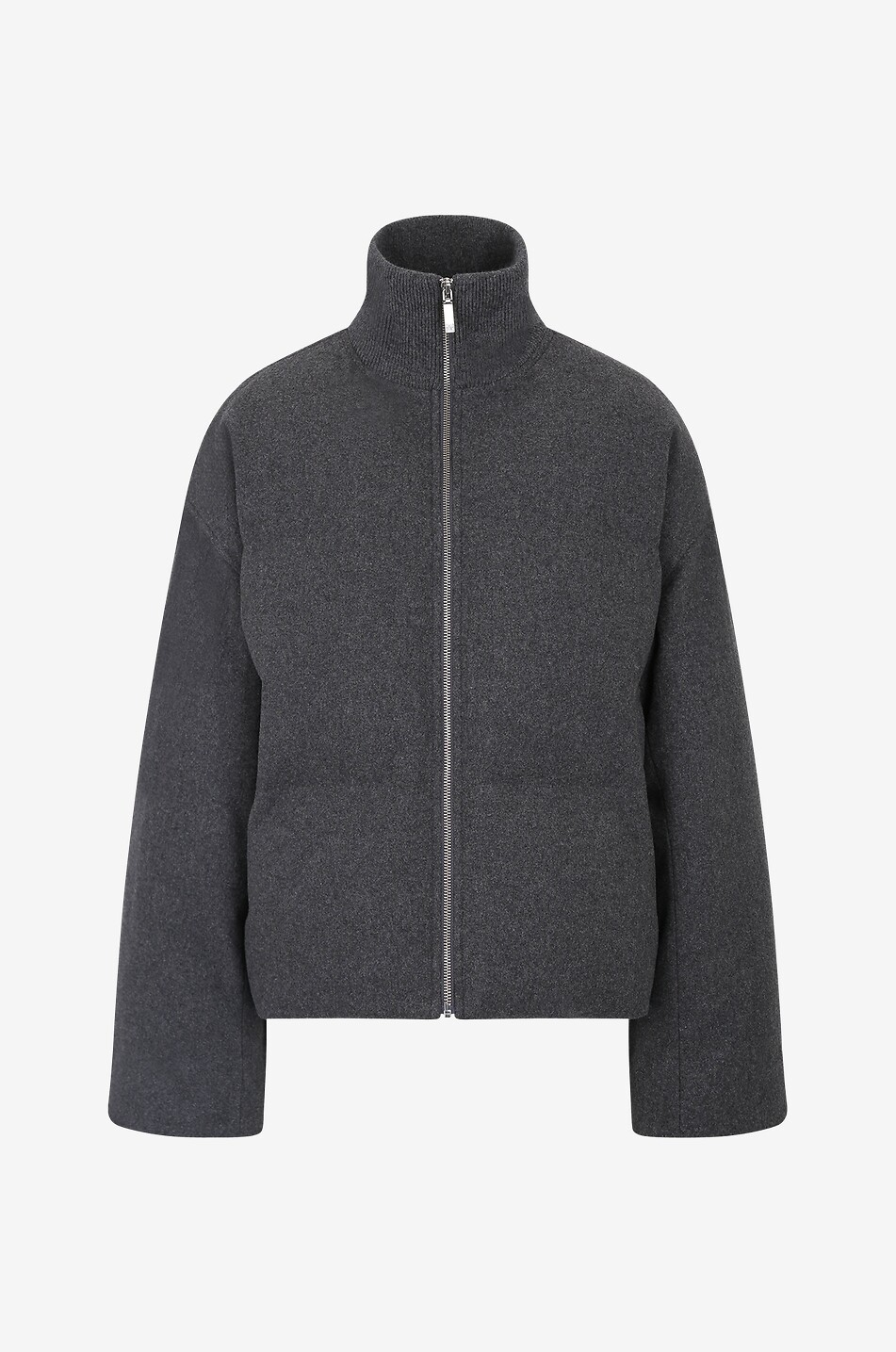 Flannel Puffer boxy down jacket with stand-up collar