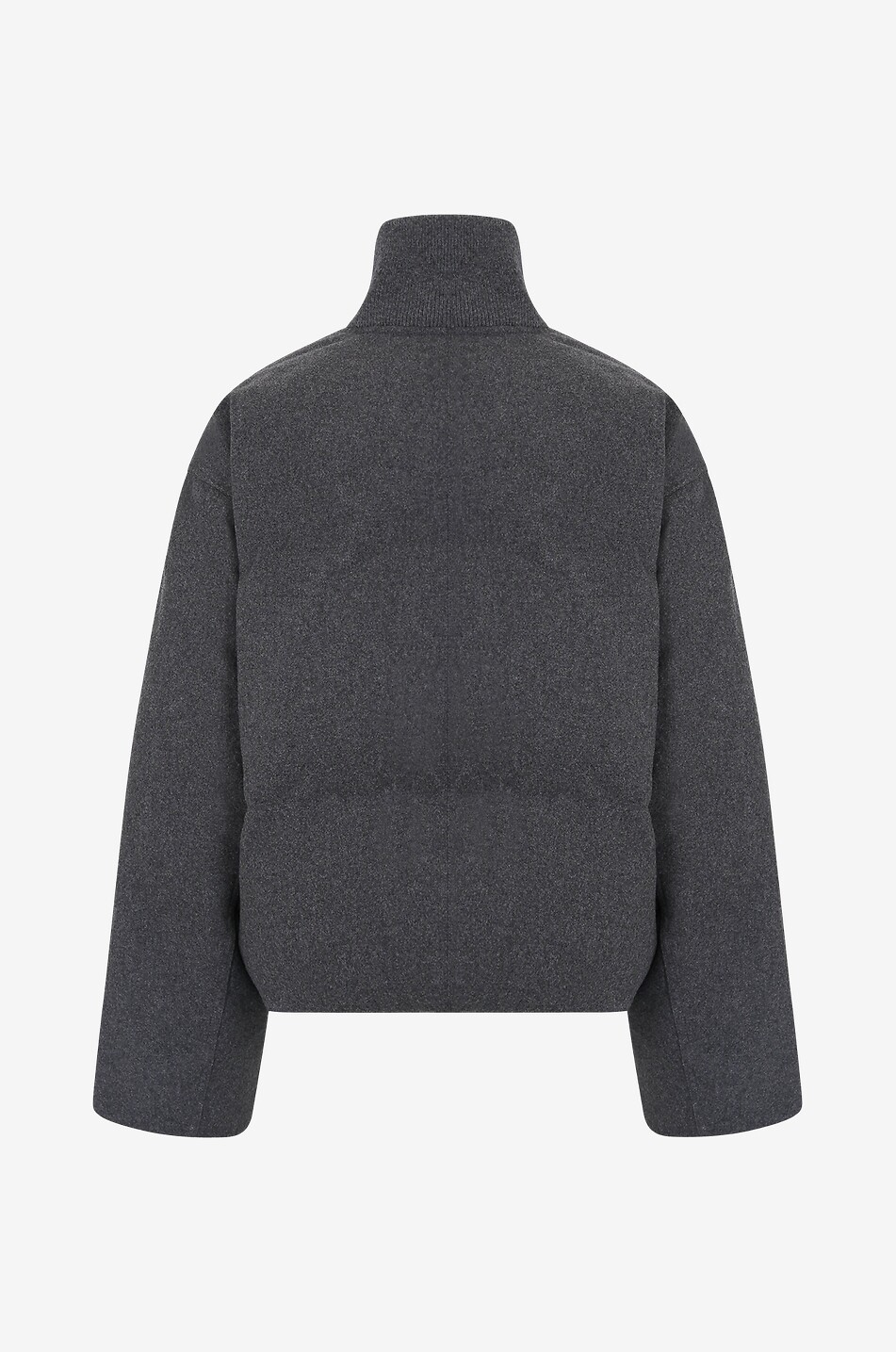 Flannel Puffer boxy down jacket with stand-up collar