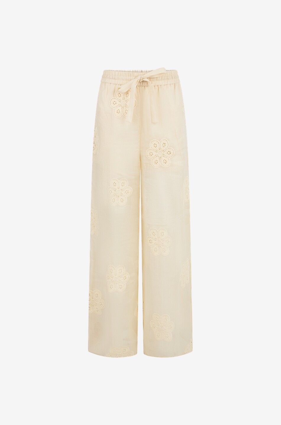 ZIMMERMANN Acadian ramie and lace wide-leg trousers Women LIGHT YELLOW 1