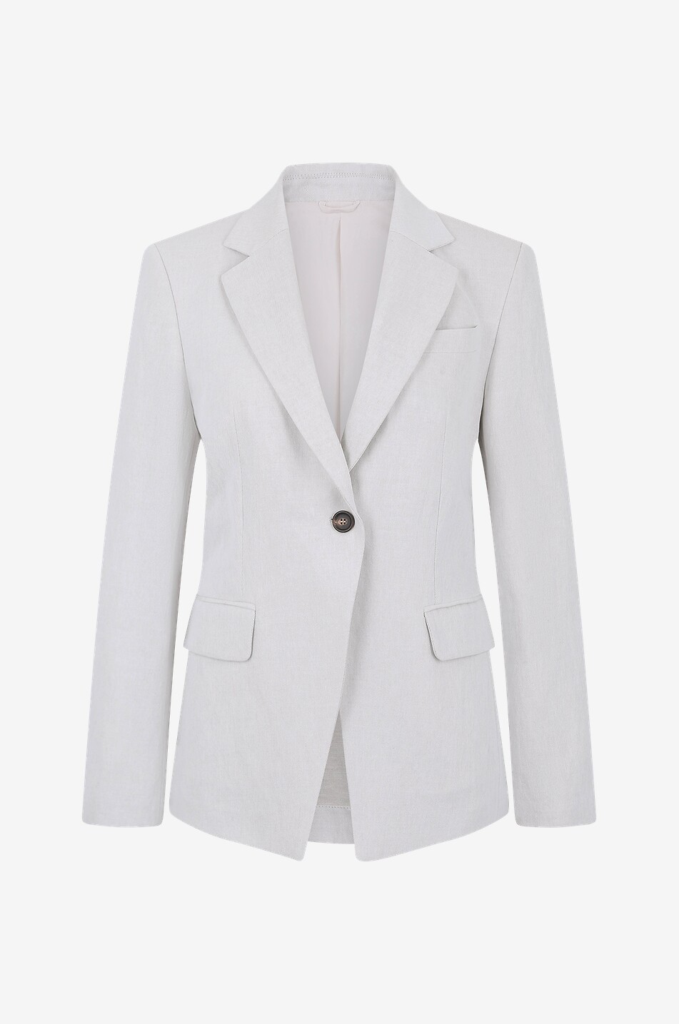 BRUNELLO CUCINELLI Einreihiger Blazer aus Baumwoll- und Leinentwill Damen HELLGRAU 1