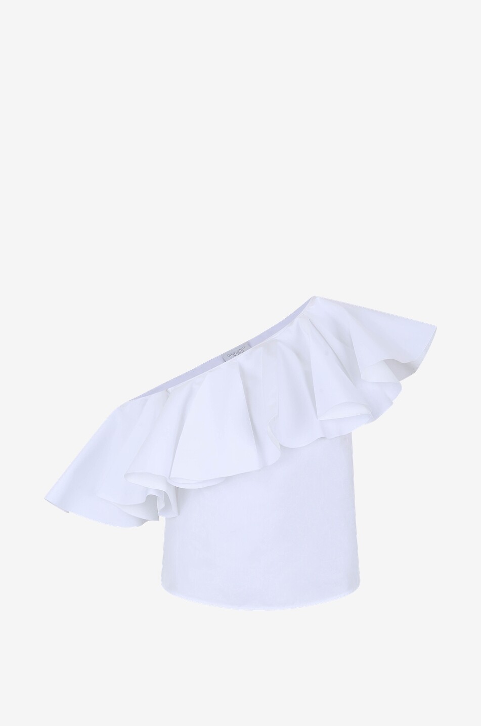 Blouse asymétrique en popeline à volant