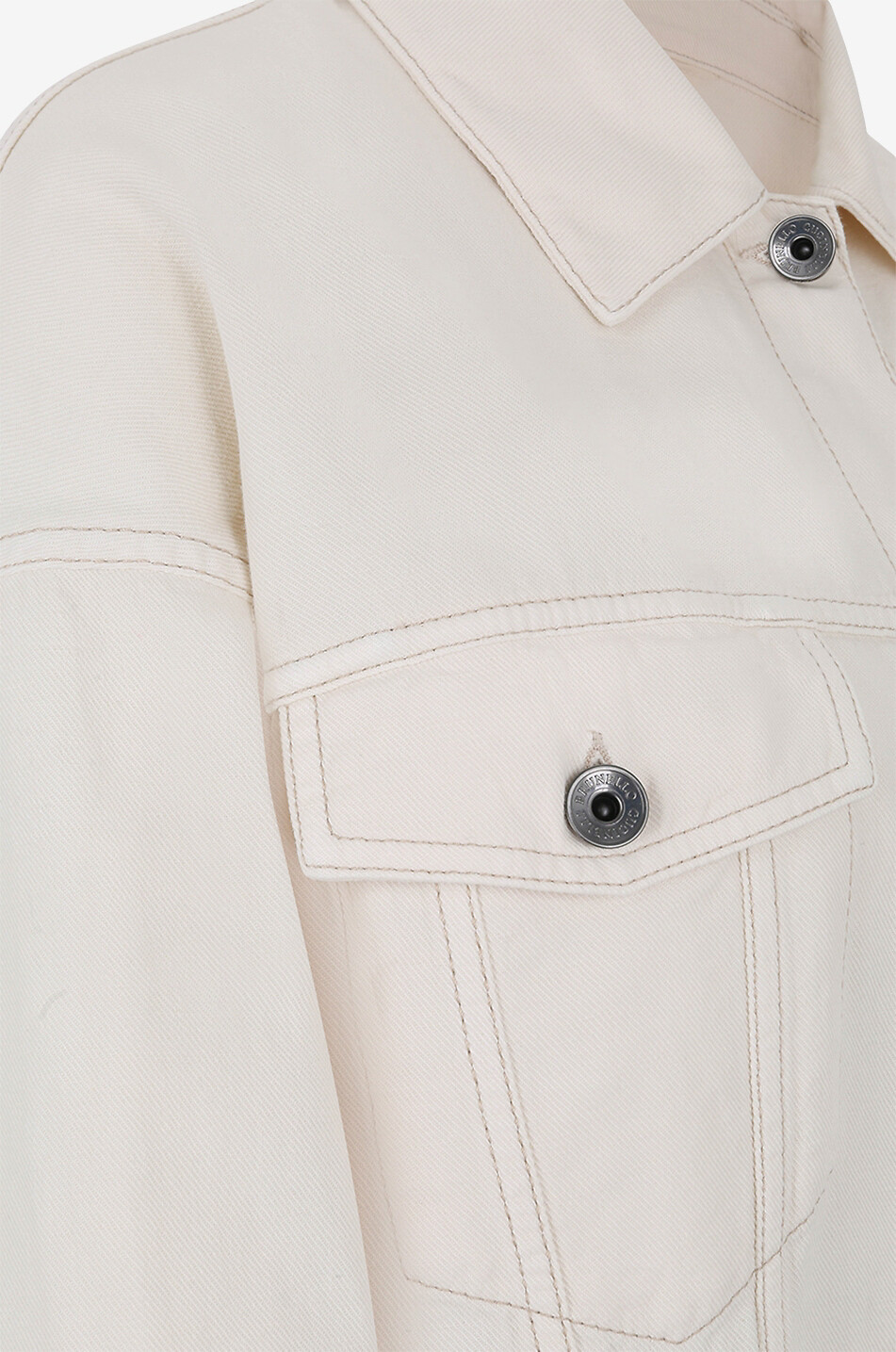 BRUNELLO CUCINELLI Shiny Tab cotton and linen denim jacket Women Light beige 3