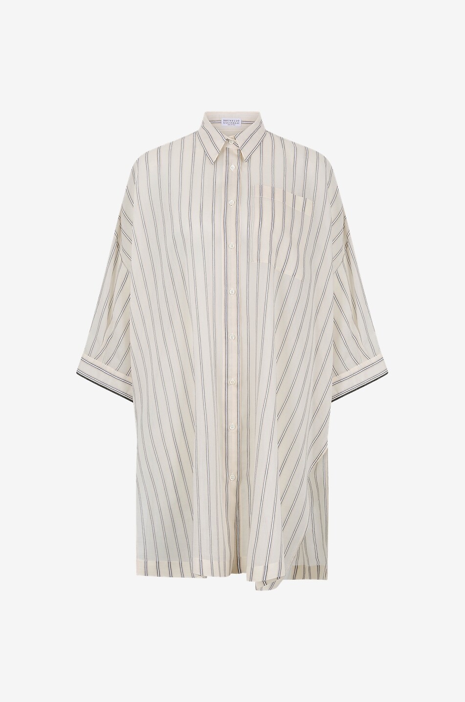 Chemise oversize rayée en coton et soie