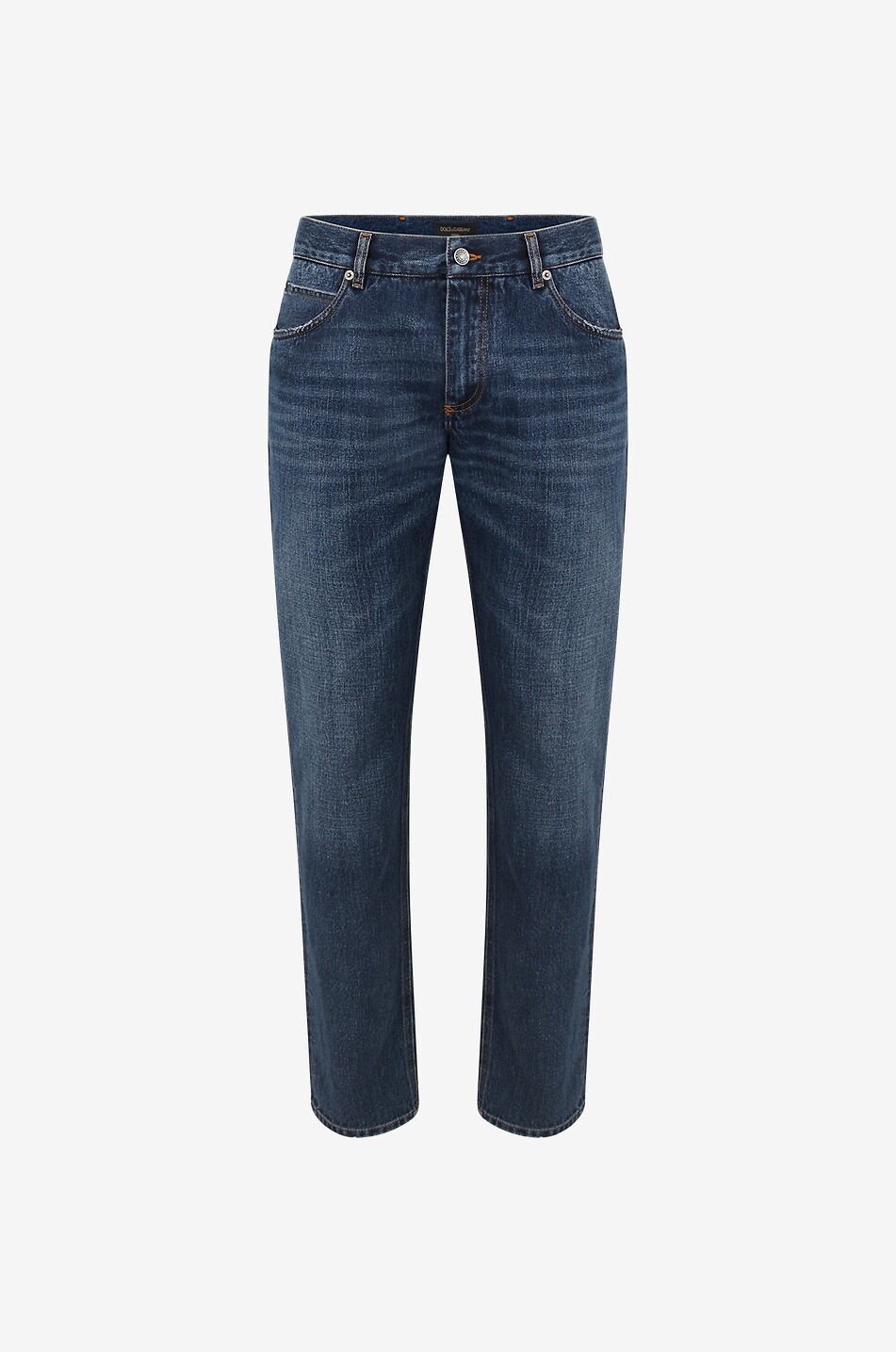 Ausgewaschene gerade Jeans mit Logoplättchen