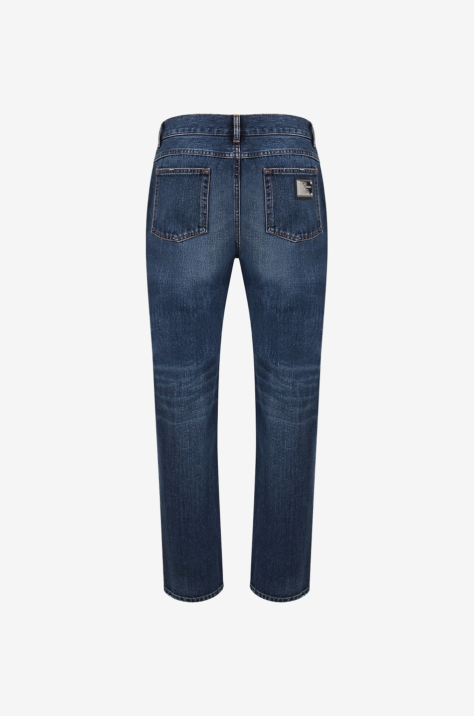 Ausgewaschene gerade Jeans mit Logoplättchen