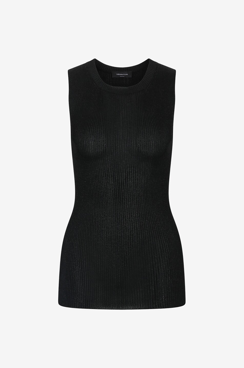 FABIANA FILIPPI Débardeur en maille fine côtelée orné de lurex Femme NOIR 1