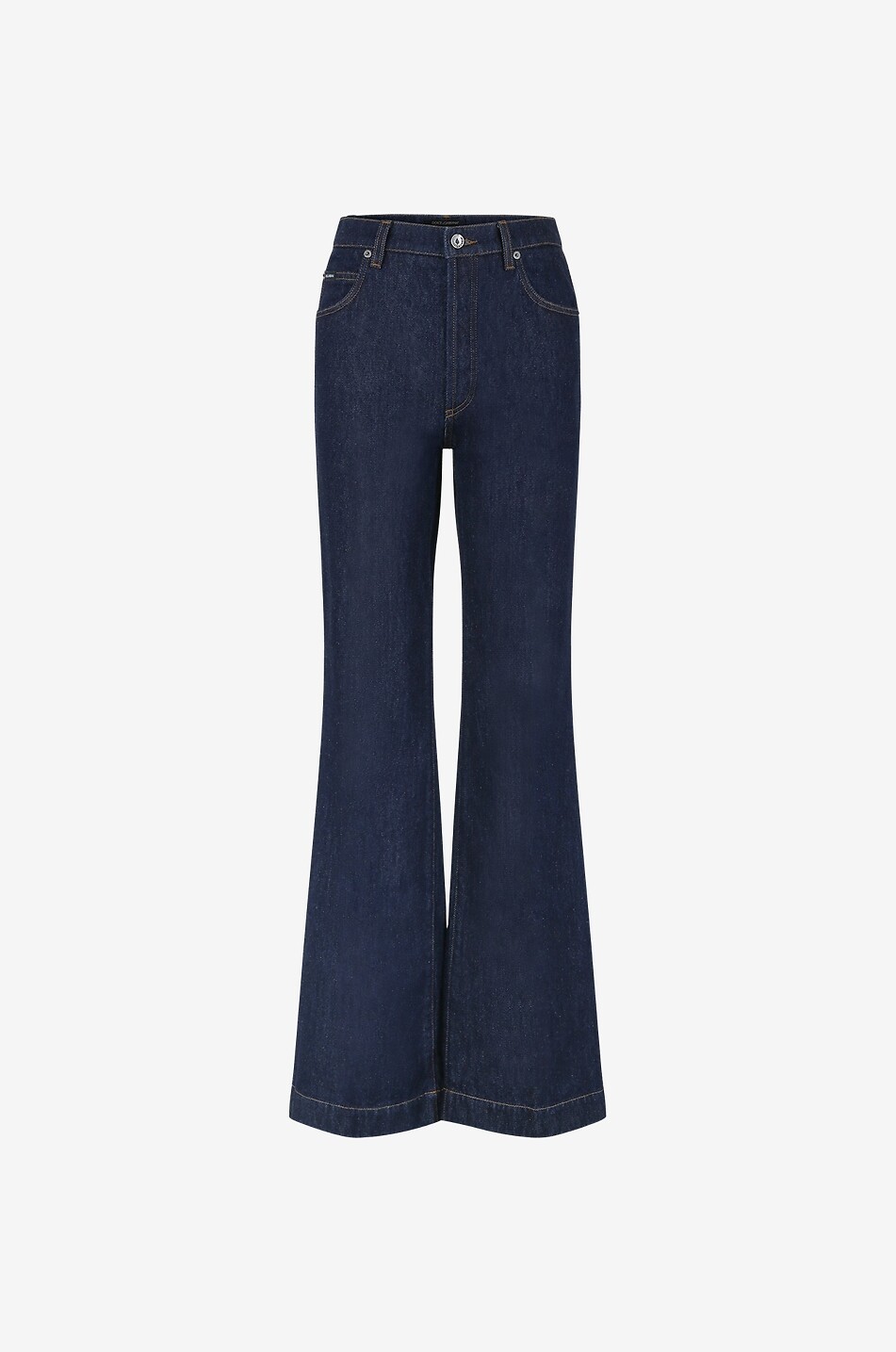 Ausgestellte Jeans mit hoher Taille und Logoplatte