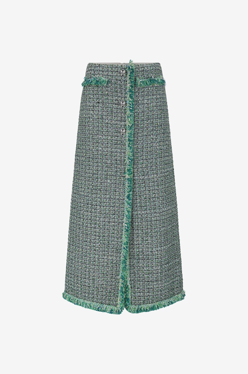 GIAMBATTISTA VALLI Jupe midi en tweed scintillant Femme VERT 1
