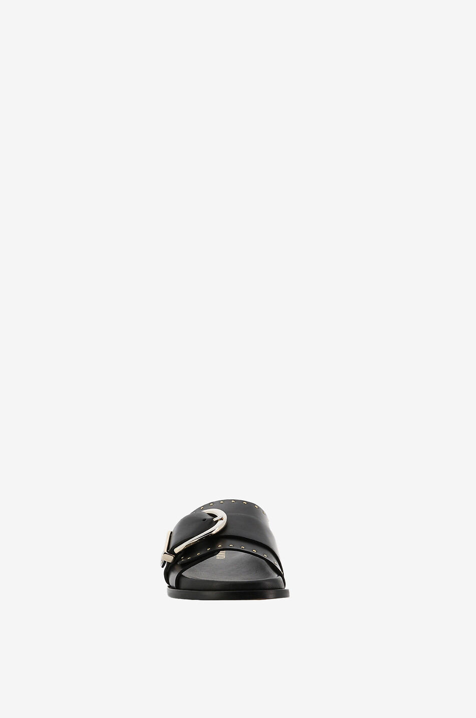 GUGLIELMO ROTTA Trilly flat smooth leather slides with studs Women BLACK 2